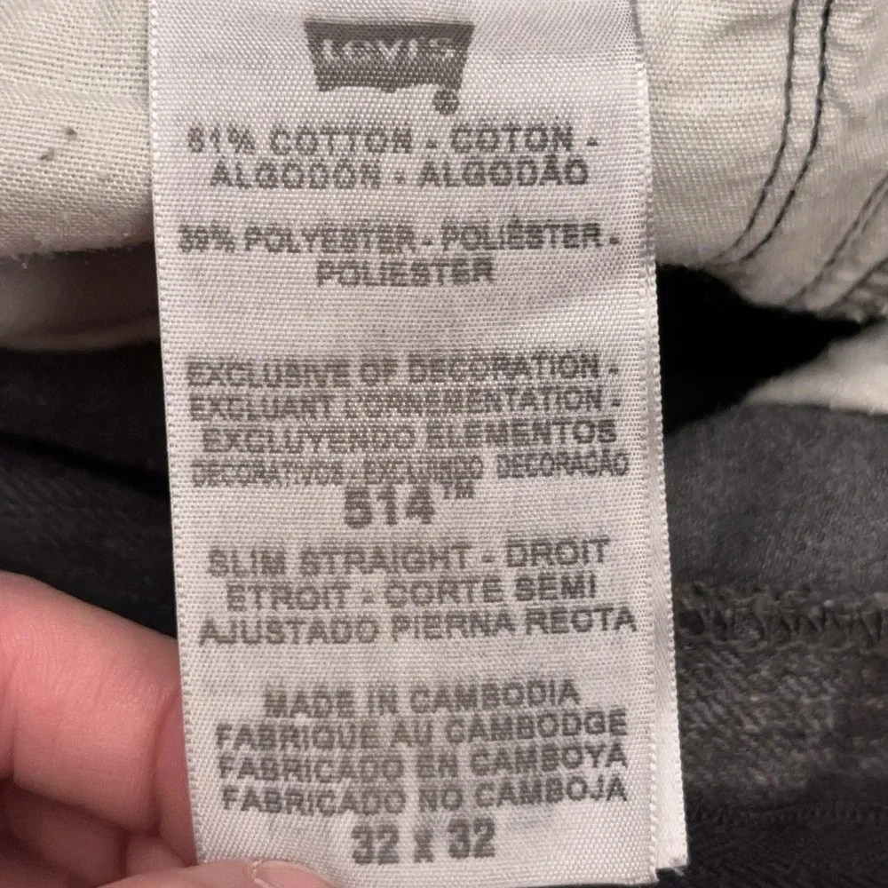 Levi's 514 Jeans Men's 33X33 Gray‎ Denim Slim Straight Faded Faux Flap Pocket